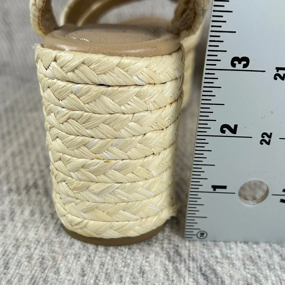 LC Lauren Conrad Galena Natural Woven Braided Wedge Platform Sandals Womens 8.5
